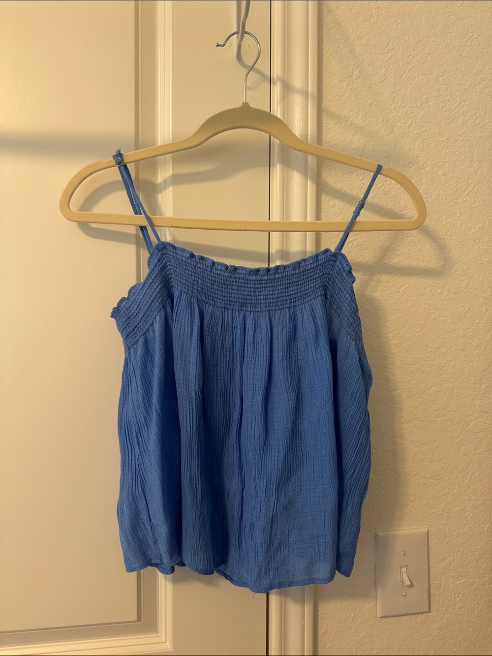 Lush Blue Smocked Spaghetti Strap Camisole